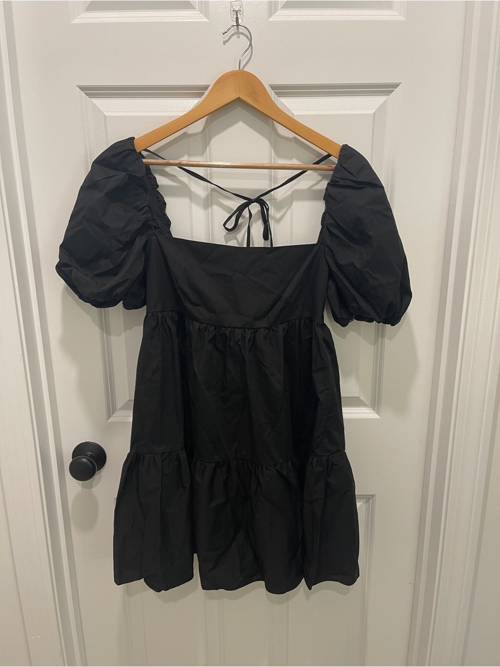 NWT Milly Black Tiered Mini Dress with Puff Sleeves